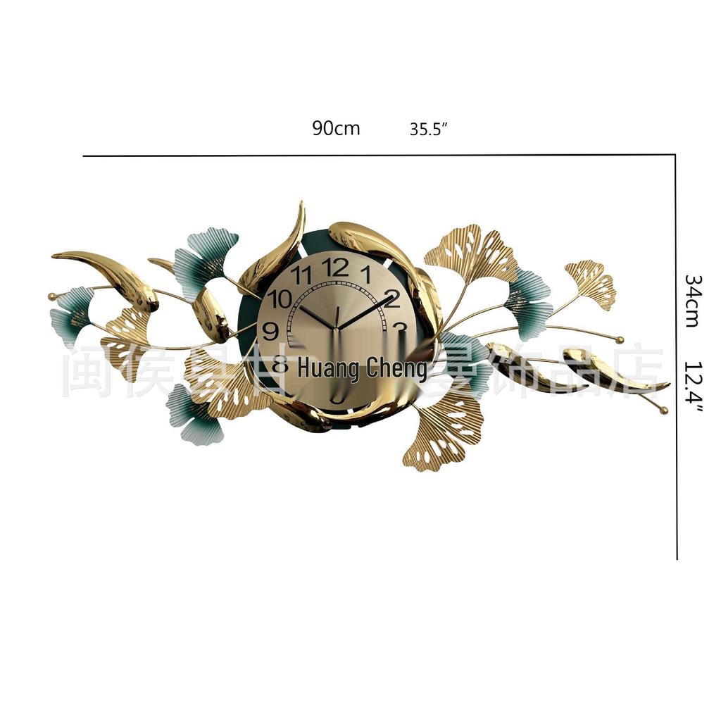Three-Dimensional Iron Feather Wall Art with Clock for Sofa and Bedroom Decor