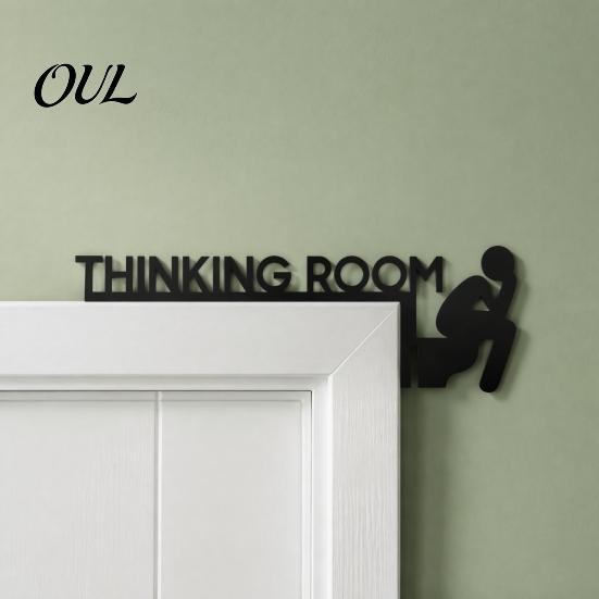 Home Decor Accents Funny Bathroom Door Sign, Thinking Room Metal Wall Art with Humorous Quotes, Self-Adhesive for Toilet Sign Restroom, Rustproof
