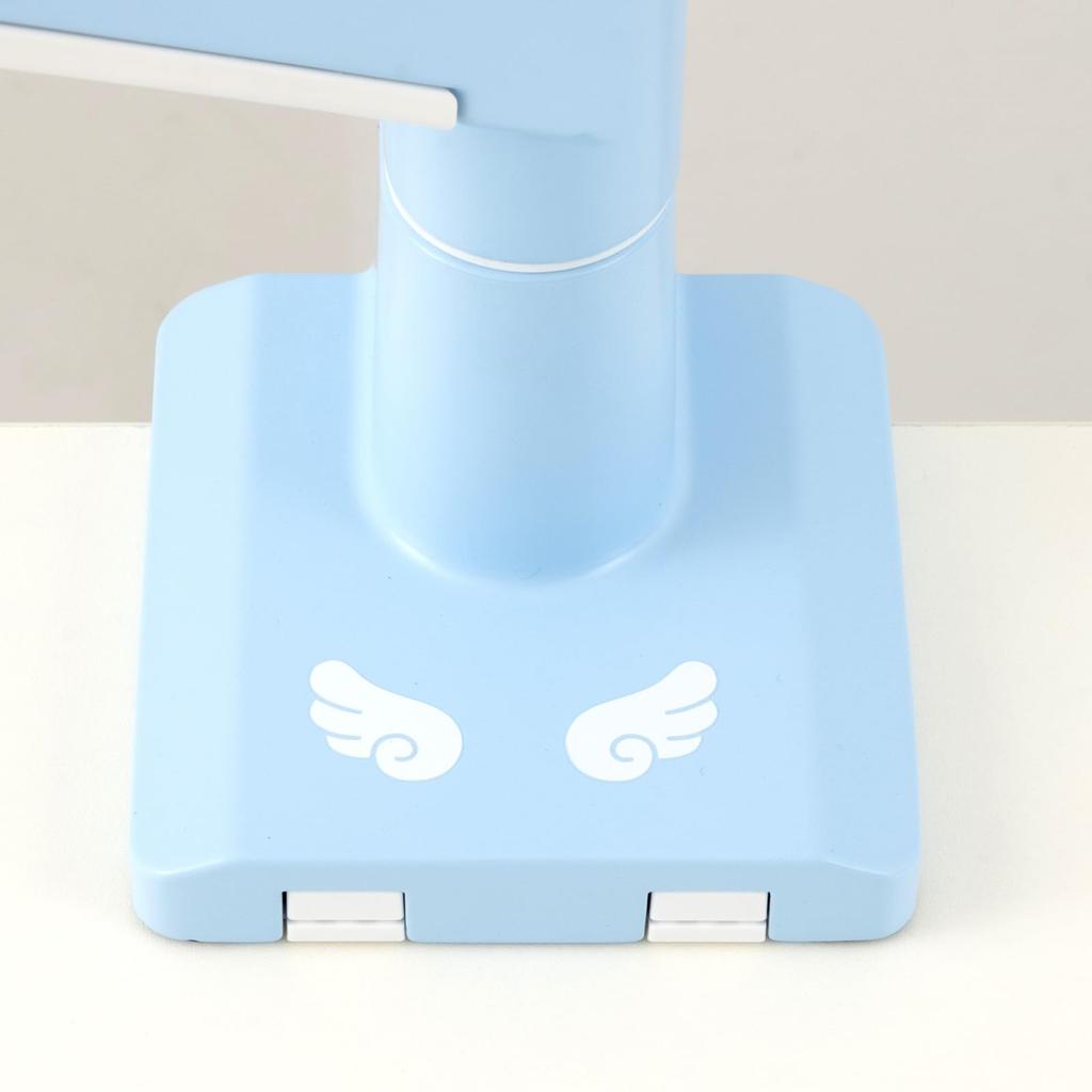 PS1S Wave Pastel Blue Angel Monitor Arm, Single, Cute Blue Angel Design, Top and Bottom, 24", 27", 32