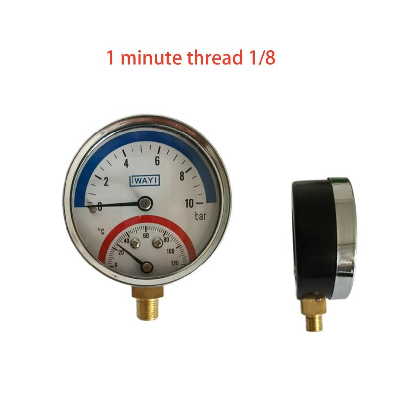 1PCS 2-In-1 Pressure Gauge And 10 Bar Temperature And Pressure Gauge Temperature 0-120°C Temperature And Pressure Meter