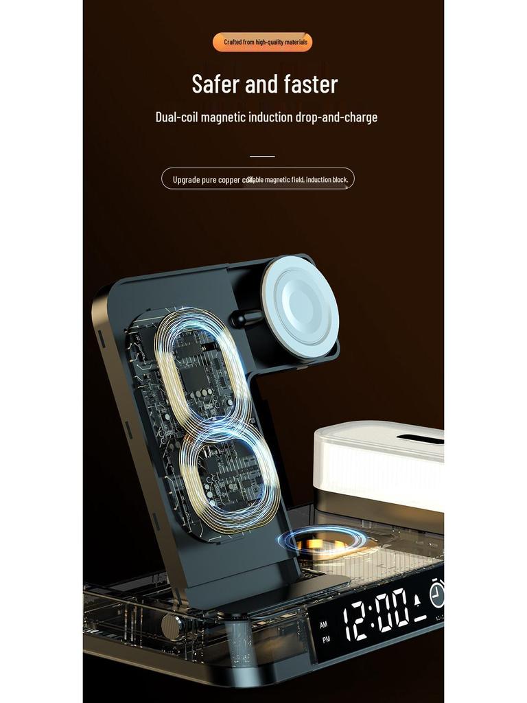 30W 3-in-1 Wireless Charger & Clock for iPhone 14/13