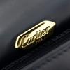 Cartier Sapphire Line Handbag One Handle Black Calfskin Women Used