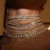 Luxury Multilayers Crystal Chokers Necklaces for Women Rhinestone Chains Necklaces Statements Jewelry Wedding Party Gift