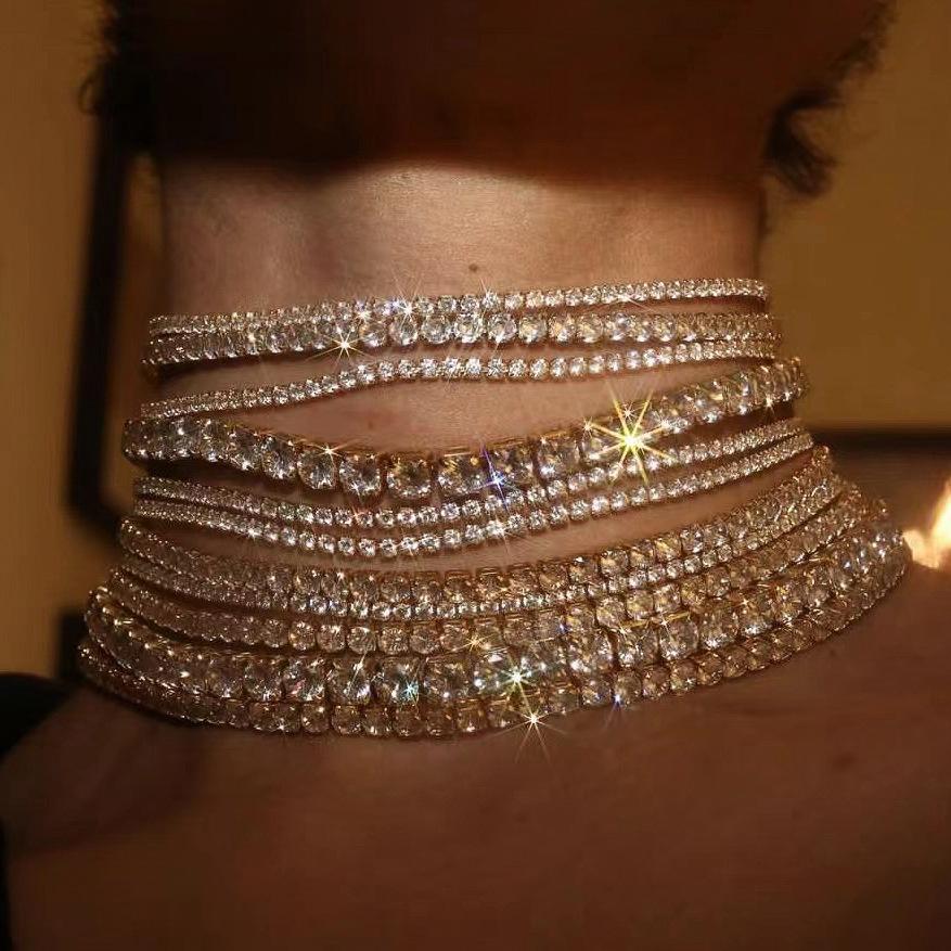Luxury Multilayers Crystal Chokers Necklaces for Women Rhinestone Chains Necklaces Statements Jewelry Wedding Party Gift