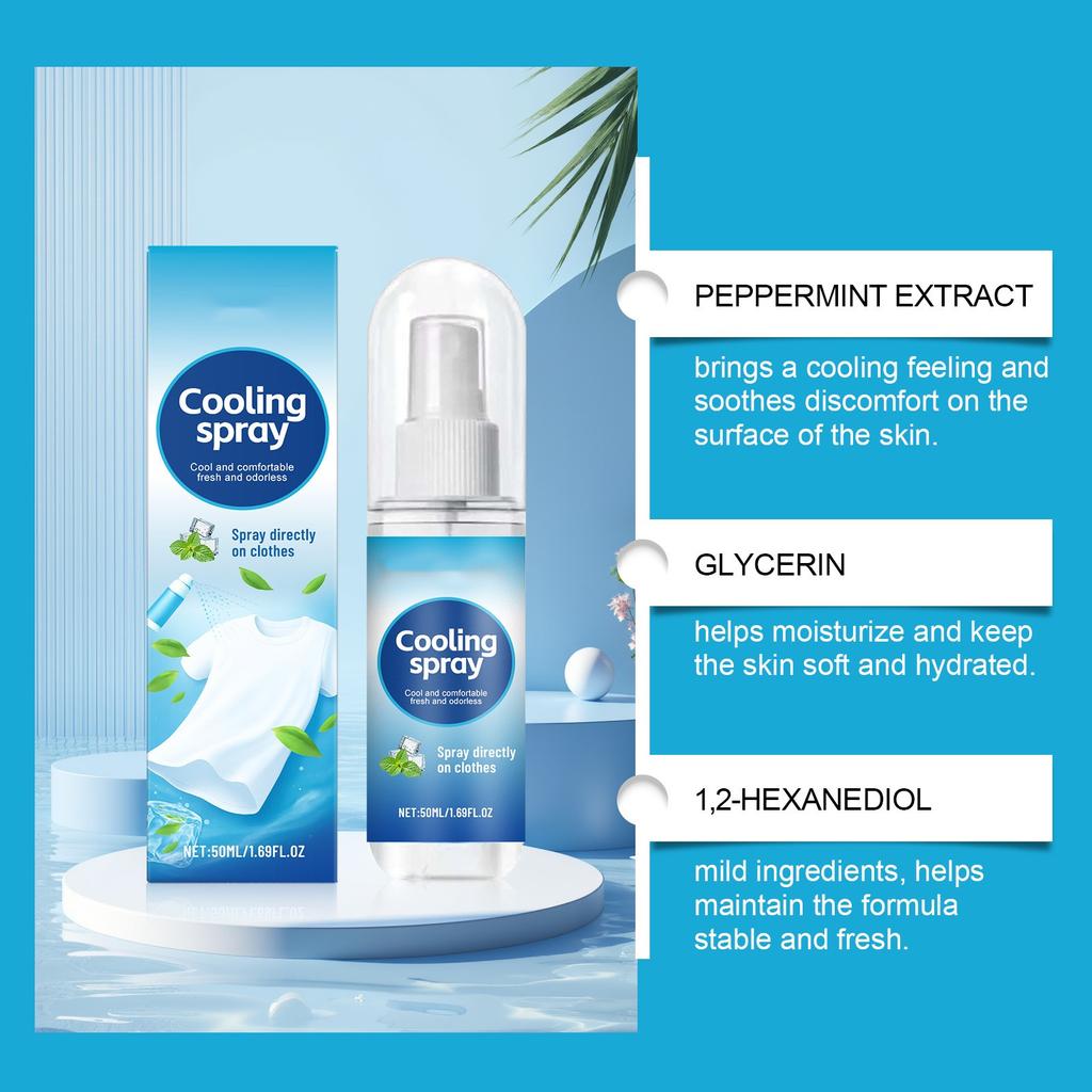 Cool Spray For Summer Outdoor Clothing: Refreshing, Cool And Non-Sticky, Physical Cold Sensation Cool Spray 50ml