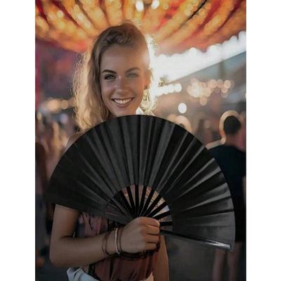 Hand Fans for Women Foldable, Solid Color Kung Fu Fan, Rave Fan - Large Folding Fan, Nylon-Cloth Vintage Retro Fabric Fans Chinese Kung Fu