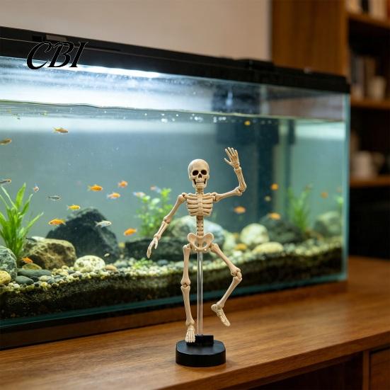Decorazione per Acquario Festa di Halloween Scheletro Dinamico Decorazione Acquario, Ornamento Danzante Azionato ad Aria Accessorio, Paesaggio Subacqueo Spettrale per