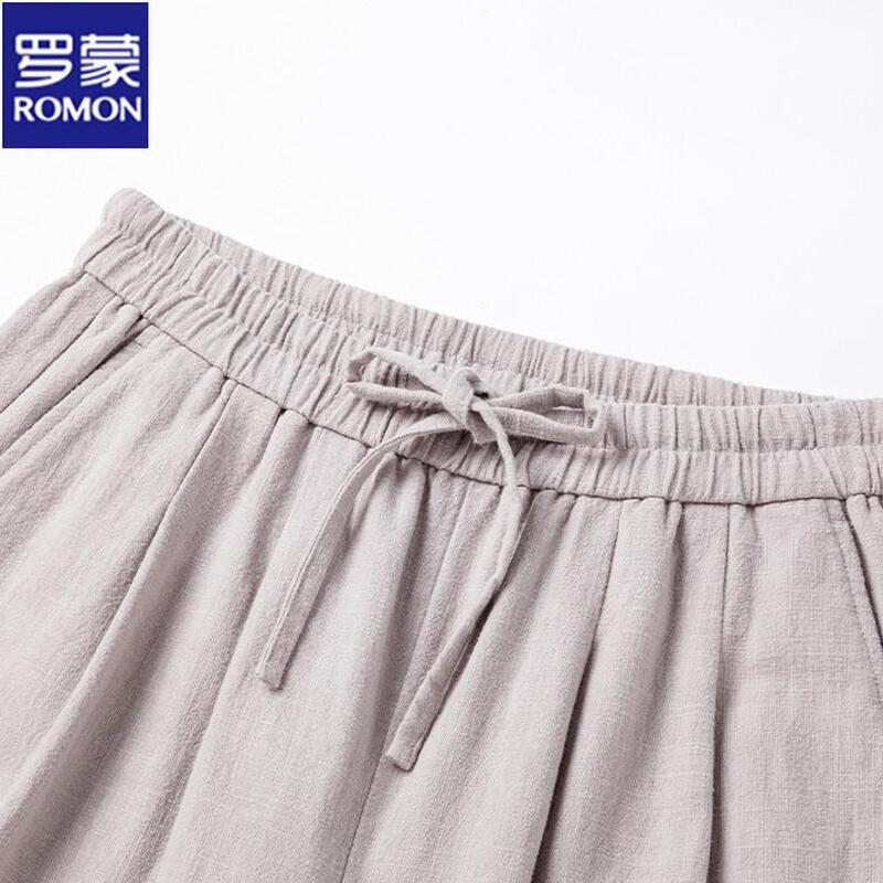 ROMON Women's Cotton Linen Wide-Leg Straight Pants
