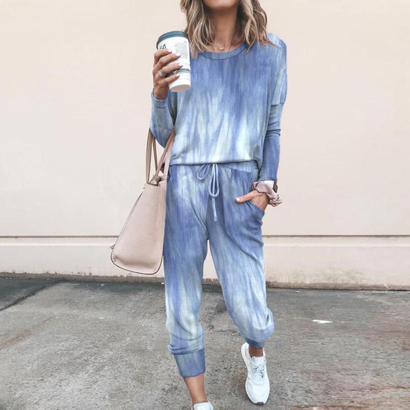 IHUASU Women's Fashion Casual Long Sleeve O-Neck Pants Suits