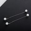 Womens Euramerican Elegant Simple 925 Silver Plated Pearl Long Tassel Ear Studs Earrings Korean Anti-allergy Long Ear Drop Earrings Jewelry