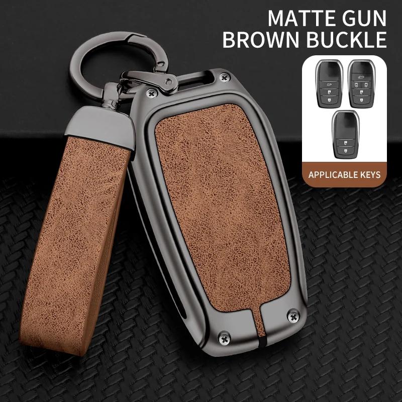 

Новый кожаный чехол для ключей из цинкового сплава для Toyota CHR Hilux Fortuner Land Cruiser 200 Camry Corolla Crown RAV4 Highland коричневый
