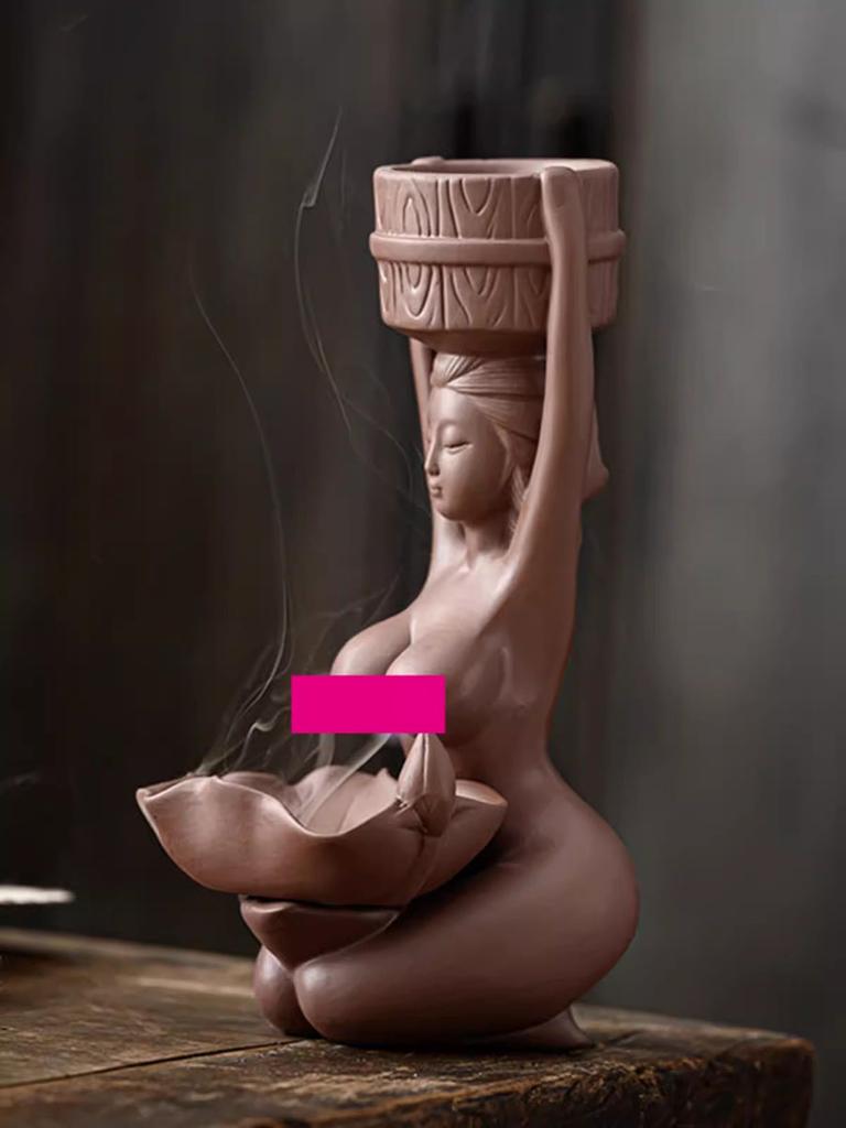 Backflow Waterfall Incense Burner Sex Lady Ceramic Naked Women Maid Body Fountain Holder Aromatherapy Ornament Zen Zen