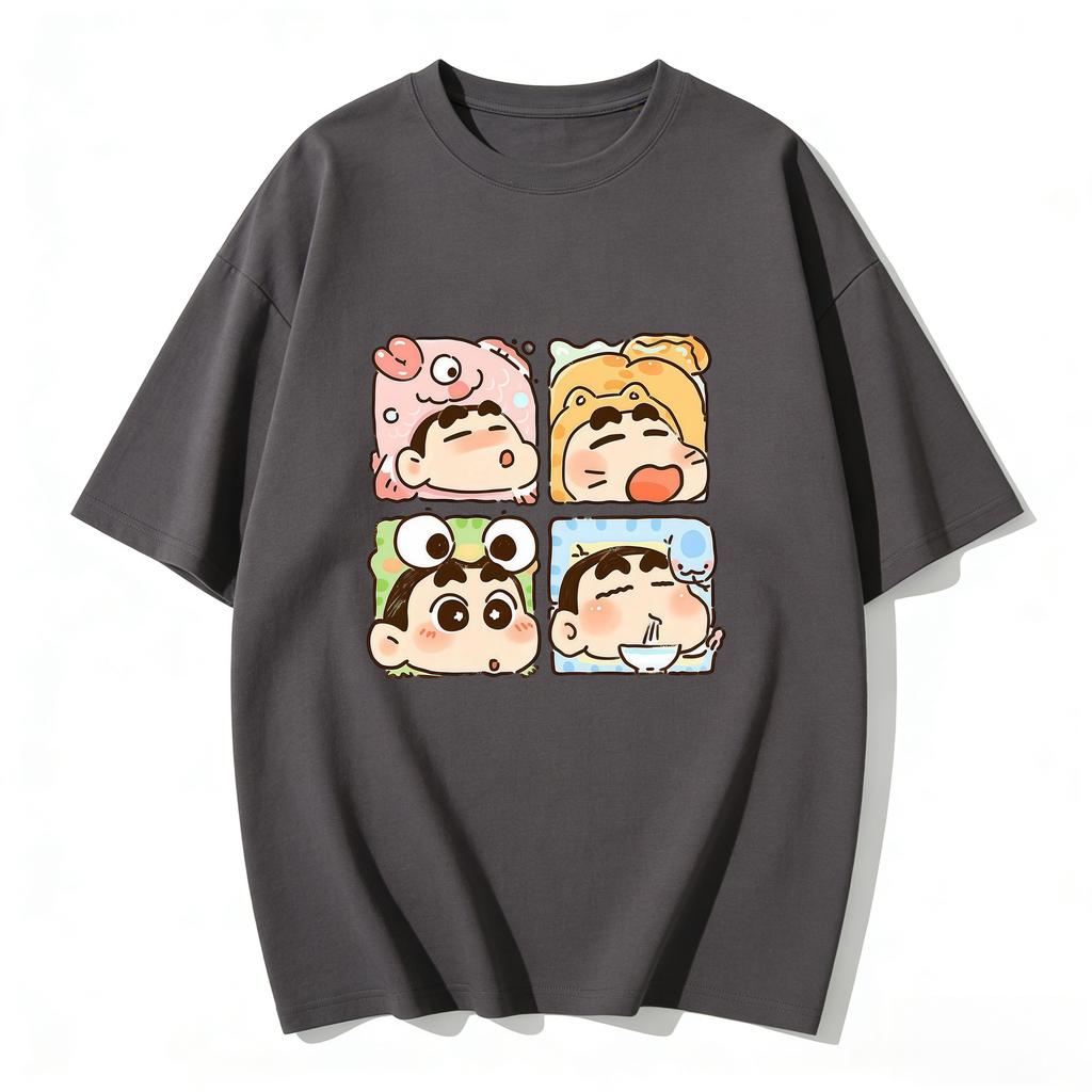 Crayon Shinchan Cute Cartoon T Shirt Couple Clothes Family Matching Tee Summer Casual Short Sleeve Cotton Top Fashion Streetwear