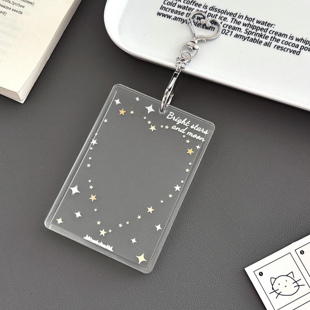 Acrylic Photocard Holder Heart Star Pattern With Keychain Photo Card Protector 3-inch Kpop Idol Card Kpop Idol Card Holder
