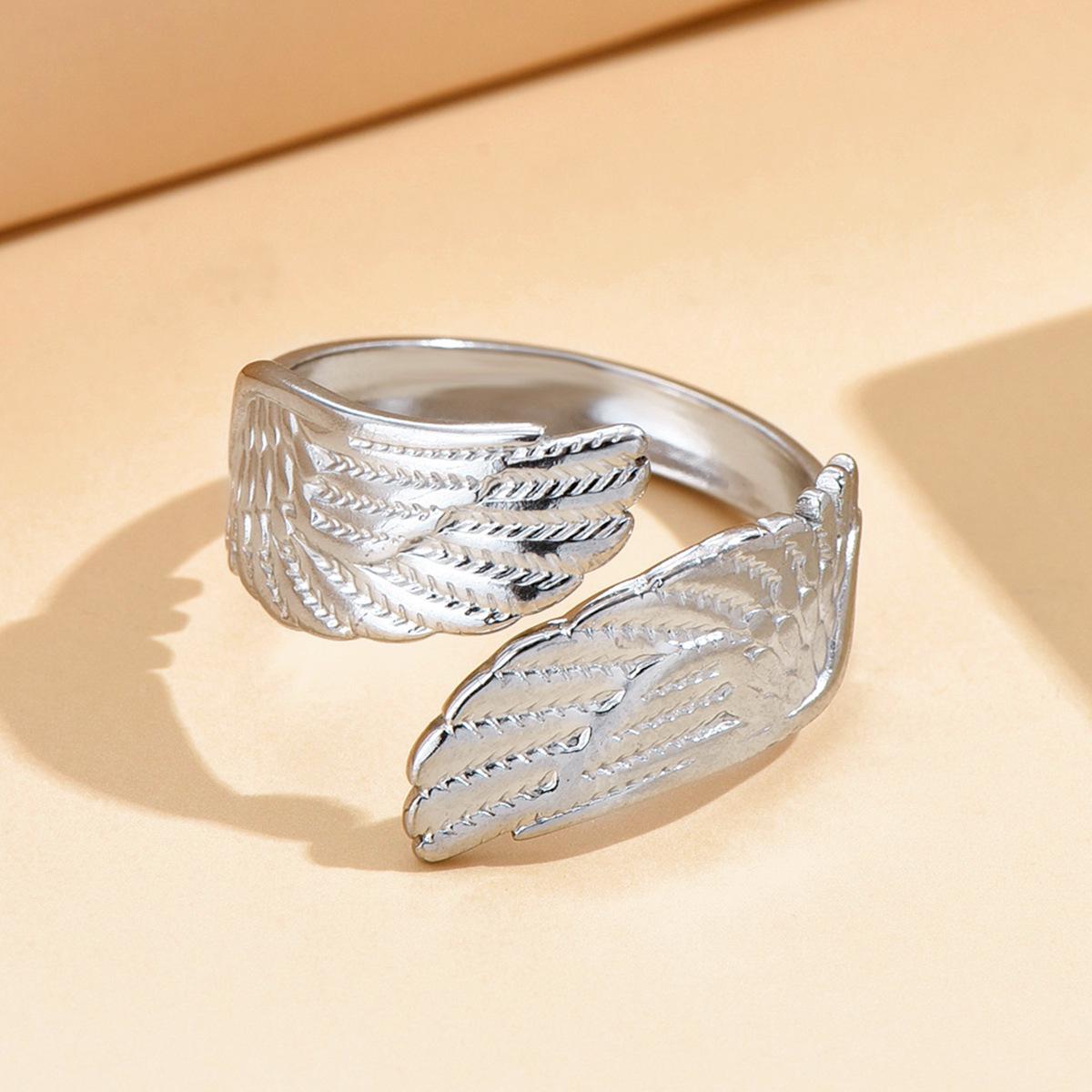 Retro Palace Style Open Wing Ring - Gold Vacuum-Plated Stainless Steel Titanium Jewelry