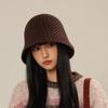 Autumn Winter Fisherman Cap, Korean Style Women'S Knitted Bucket Hat Small Face-Shown Design, Warm Uv Protection Hat Casual