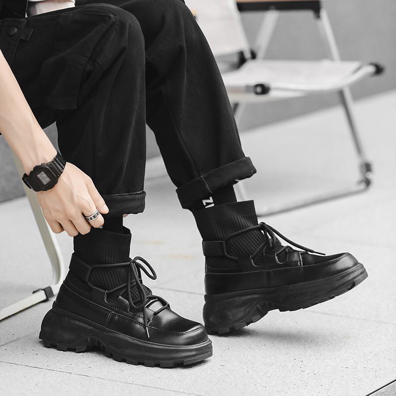 Thick-soled Martin Boots, Socks, Tooling Boots, Casual Trendy Shoes, Niche Design, British Style High-top Men's Shoes In Spring and Autumn