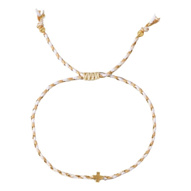 Trendiga bohemiska stilar Robust armband av bomullsrep med eleganta korshänge, för alla kön