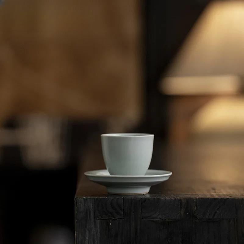 40ml Yaozhou Kiln Teacup Japanese Tea Bowl Tea Cup Set Tea-tasting Fragrance Cup Jianzhan Master Cups Teaware Collection Saucer