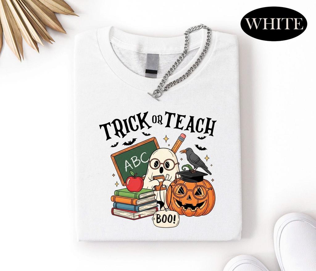 Trick or Teach Shirt, Halloween Teacher T-shirt, Funny Teacher Halloween Tee