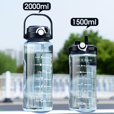 Butelka na wodę sportowa Yousheng z pokrywką, szczelna, szeroki otwór, bez BPA, kubek na wodę 1,5 l/2 l, duża pojemność, kubek do picia wielokrotnego użytku na siłownię, w podróży, do domu, szkoły