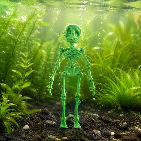 Halloween Locker Accessories Dancing Skeleton Aquarium Bubbler, Dynamic Fish Tank Ornament, Holiday Party Favors 3D Printed Articulated Skull