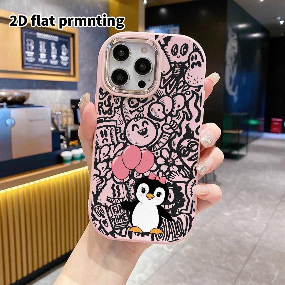 Phone Case: 2D Flat Design Suitable for iPhone 18, 17, 16, 15, 14, 13 Pro Protective Case, Couple Style, Penguin, Christmas and Halloween Gifts