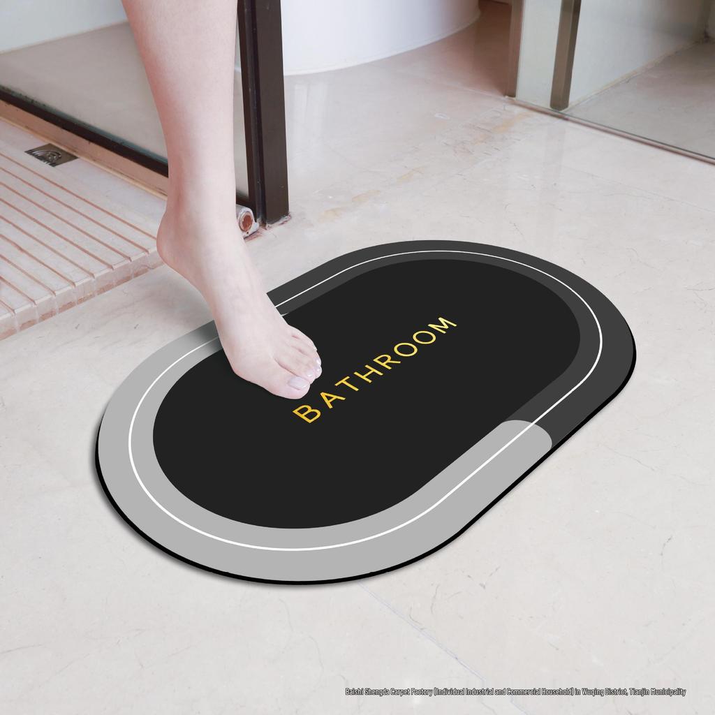 Diatom Mud Quick-Dry Non-Slip Bathroom Mat - Water Absorbent, Wear & Dirt-Resistant, Wash-Free, Perfect for Toilet Doors