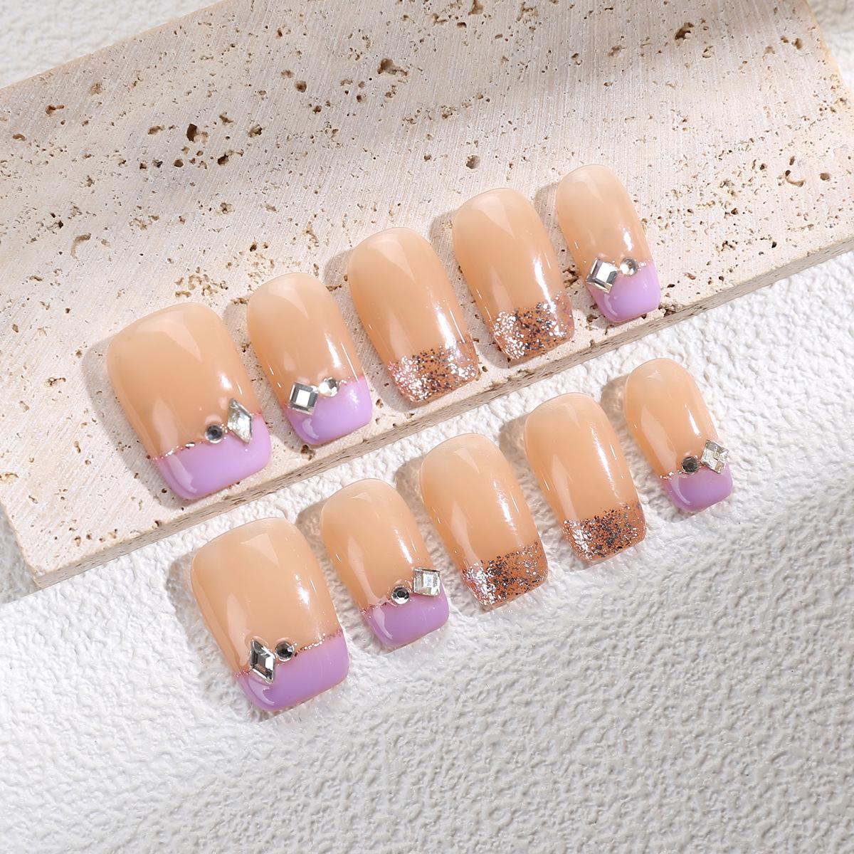 French Handmade Chinese Style Gentle Sweet Removable False Press-On Nail Tips Medium