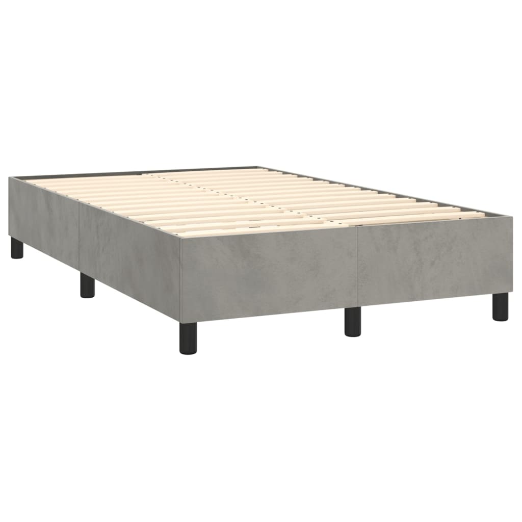 Vidaxl Letto Continentale Con Materasso, Grigio Chiaro, 120X200Cm, Velluto