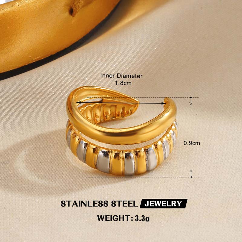 Stainless Steel Gold Silver Color Geometric Open Rings for Women Vintage Metal Star Personality Finger Rings Jewelry Party Gifts