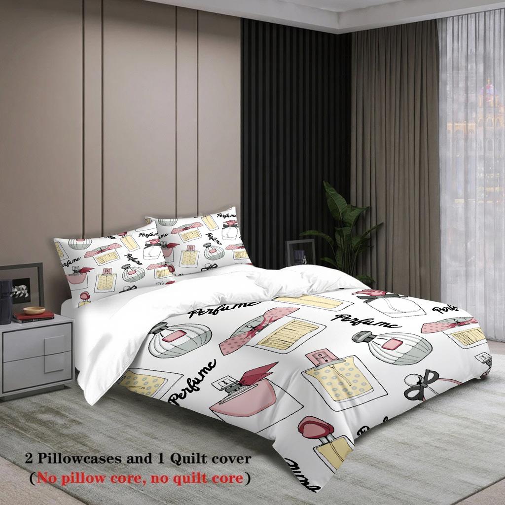 3Pcs Perfume Bottle Pattern Bedding Sets 3D Printed Duvet Cover Sets With Pillowcases No Filling