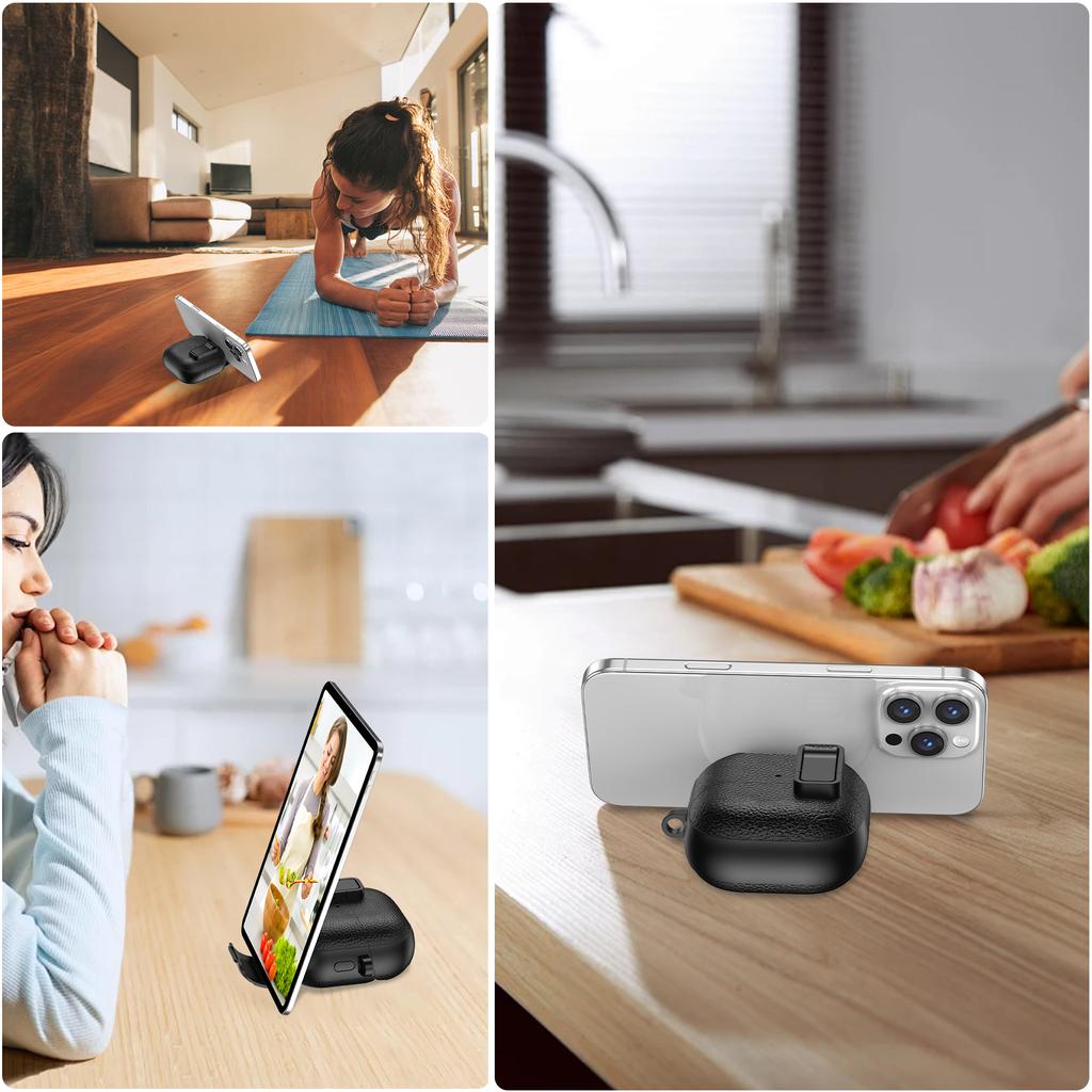 For Huawei FreeClip 2 Protective Case Leather Textured Lock Design Wireless Earbuds Cover with Phone Stand Function/Buckle