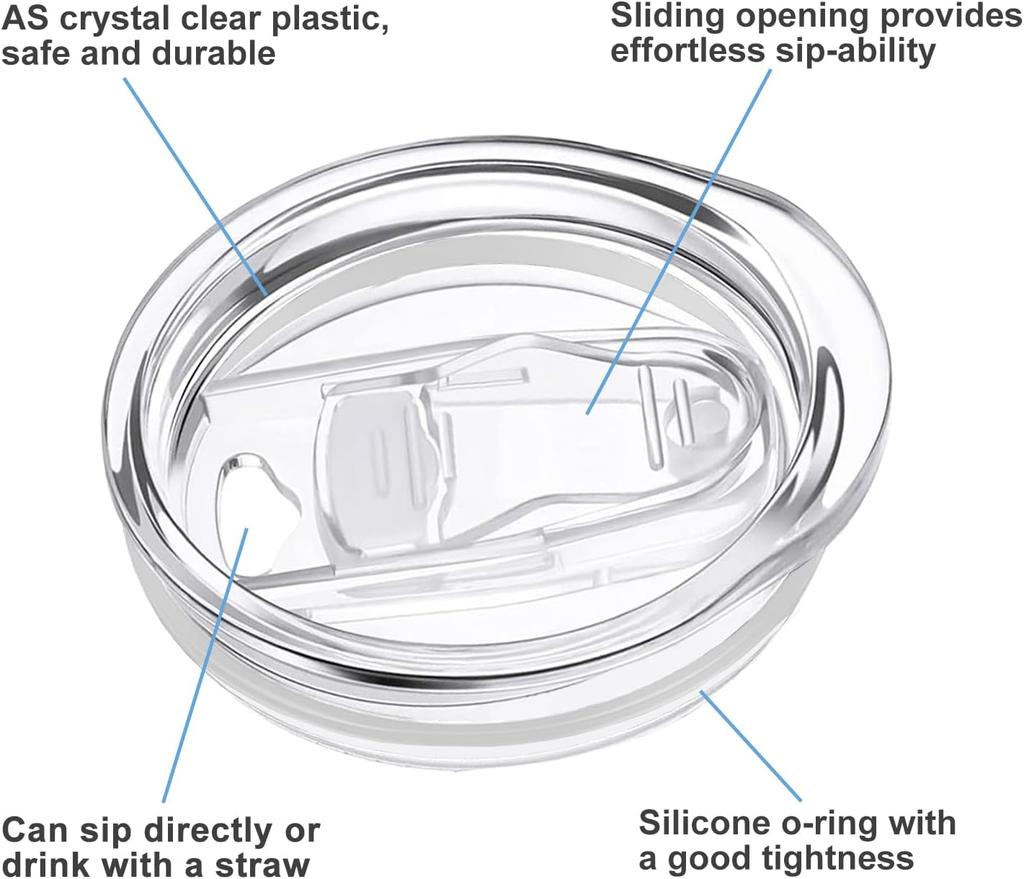 12 oz Leak-proof Replacement Cup Lid (Fits Internal Diameter 2.9 "12 oz Stainless Steel Travel Coffee Cup) White 4PCS