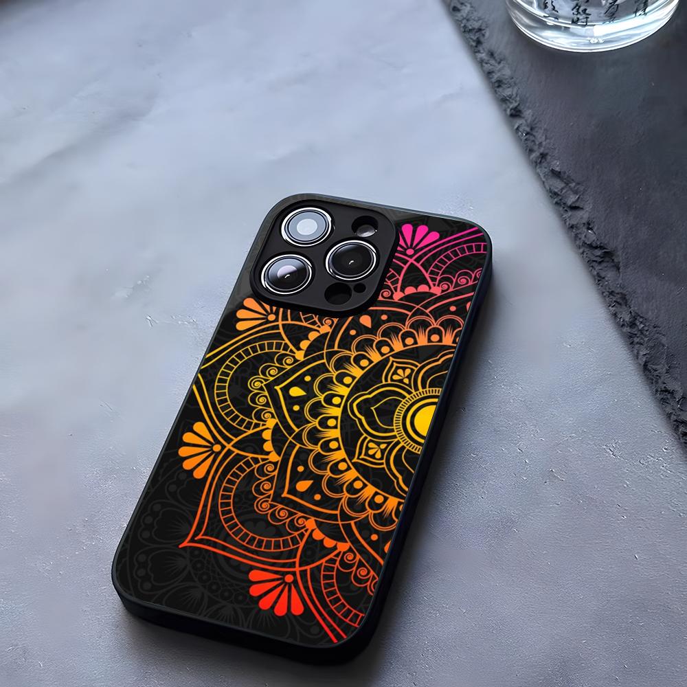 Mandala Flower Phone Case Tempered Glass For IPhone 17 13 14 16 12 15 11 Pro Max Plus Mini X XR SE2020 Coque