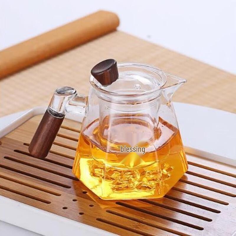 Shangqi Six-Sided Glass Gongdao Tea Pitcher with Handle, 650ml
