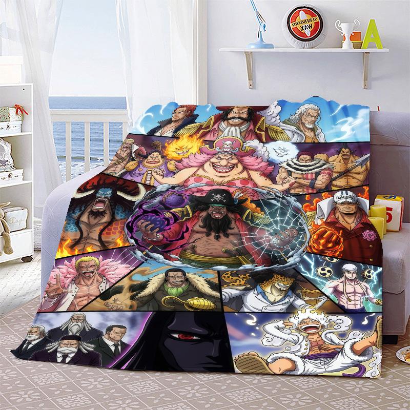 One Piece Anime Throw Blanket Flannel Soft Plush Warm Lightweight for Sofa Bed Couch Cozy Winter Decor Gift -QJY