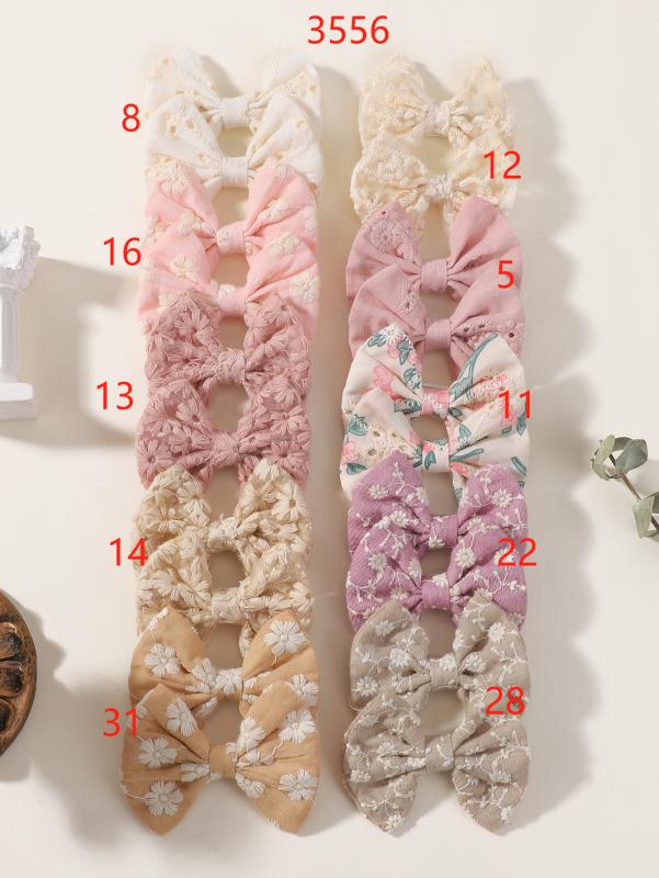 12/20pcs Sweet Flower Print Bowknot Hair Clips for Baby Girls Cute Cotton Bows Hairpins Barrettes Headwear Kids Hair Accessories