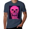 Pink Neon Melting Skull TShirt Durable Work Wear TShirt