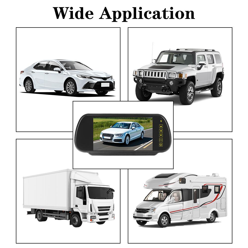12V/24V Reverse Priority Auto Parking Assist HD Video Support LED Rearview Monitor Automotive Accessories 7 Inch Screen Car Rearview Mirror Display