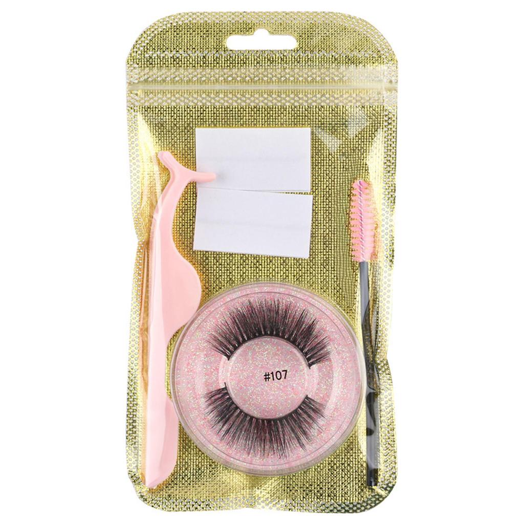 1 Conjunto Cílios Postiços Naturais Wispy Feitos à Mão 3D Mink Autoadesivos Cola Maquiagem Cílios Sem Cola E4M9