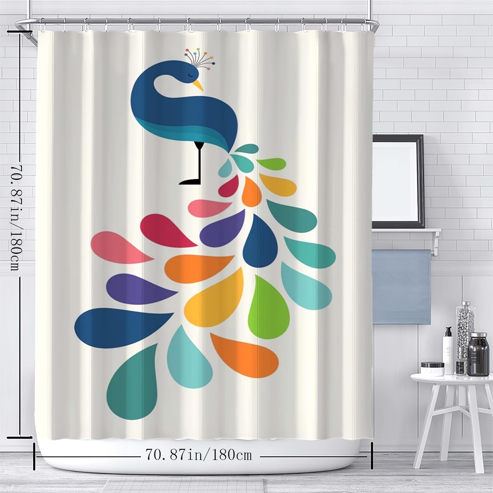 

Peacock Art Print Shower Curtain – Reversible Digital Design, Polyester with Hooks for Stylish Home Bathroom Decor W90xH180cm
