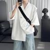 2026 Estate Camicie Nere a Maniche Corte Uomo Coreane Comode Camicette Maschili Casual Larghe a Bottone Singolo