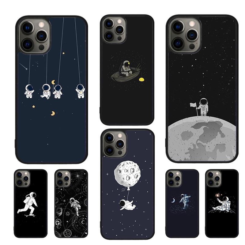 Aesthetic Space Moon Astronaut Mobile Phone Cases Cover For iPhone 17 Air 16 15 14 12 13 11 Pro MAX Apple Plus SE2020