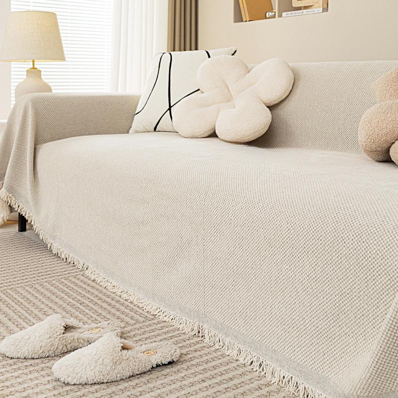 Fischgrät Sofabezug Stoff Vier Jahreszeiten Universal Einfach Modern Kratzfest Sofabezug All-Inclusive Universalbezug Einfarbig Bezug Handtuch