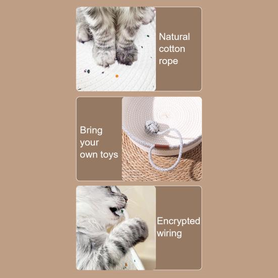 Handwoven Rope Cat Basket Cat Bed Basket with Rope Knot Ball Cat Ear Design Foldable Cat Bed for Indoor Cats Lounging Sleeping Entertainment
