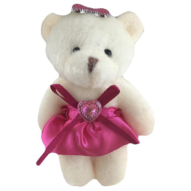 Mini Brown Ribbon Teddy Bear Soft Plush Stuffed Kids Toys Doll for Bouquet 12CM
