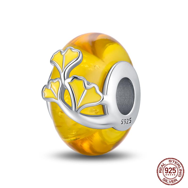 Fashion Copper Colorful Flower Feather Ocean Luminous Glass Charms Beads Fit Qikaola Original Bracelets Diy Jewelry