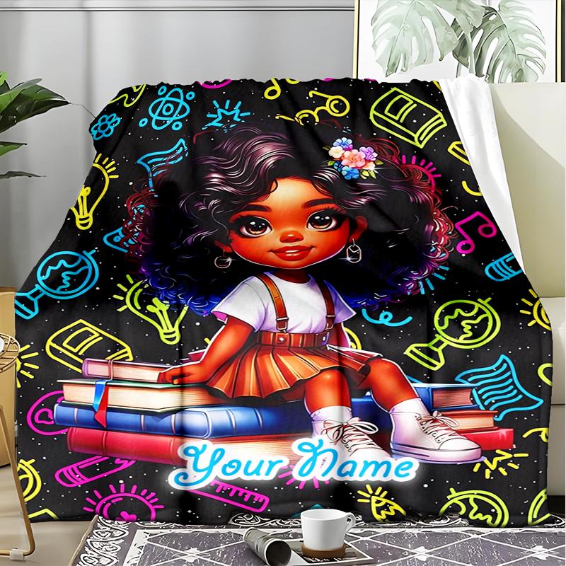 1PC Custom Name "Magical Book Adventure" outdooor Flannel blankets Patterns Throw Blanket All-Season Soft Gift for Couch, Bed, Camping gifts