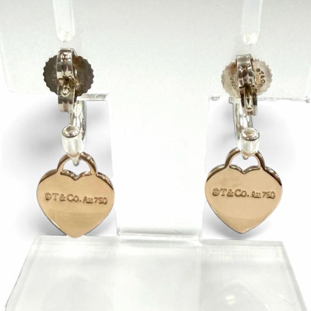 Excellent TIFFANY&Co. Pierce Hoop earring Combo Heart Tag Silver 925 Women Used